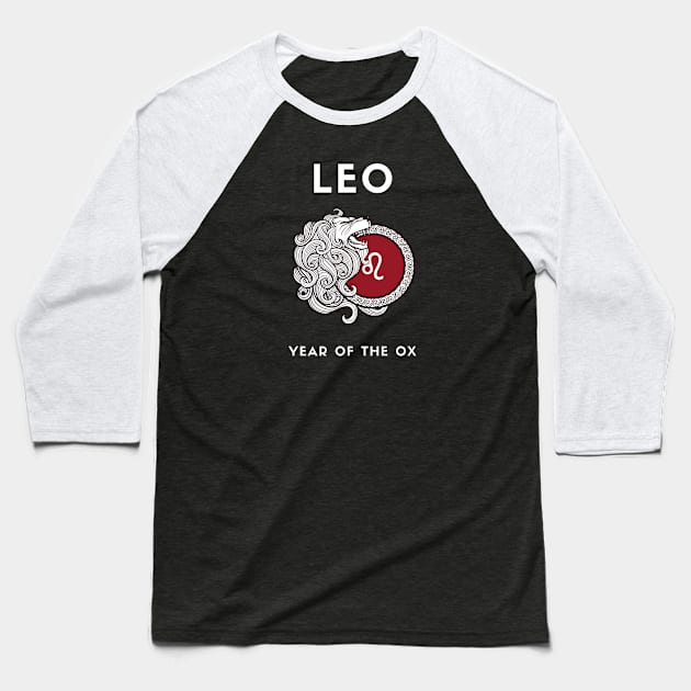 LEO / Year of the OX Baseball T-Shirt by KadyMageInk